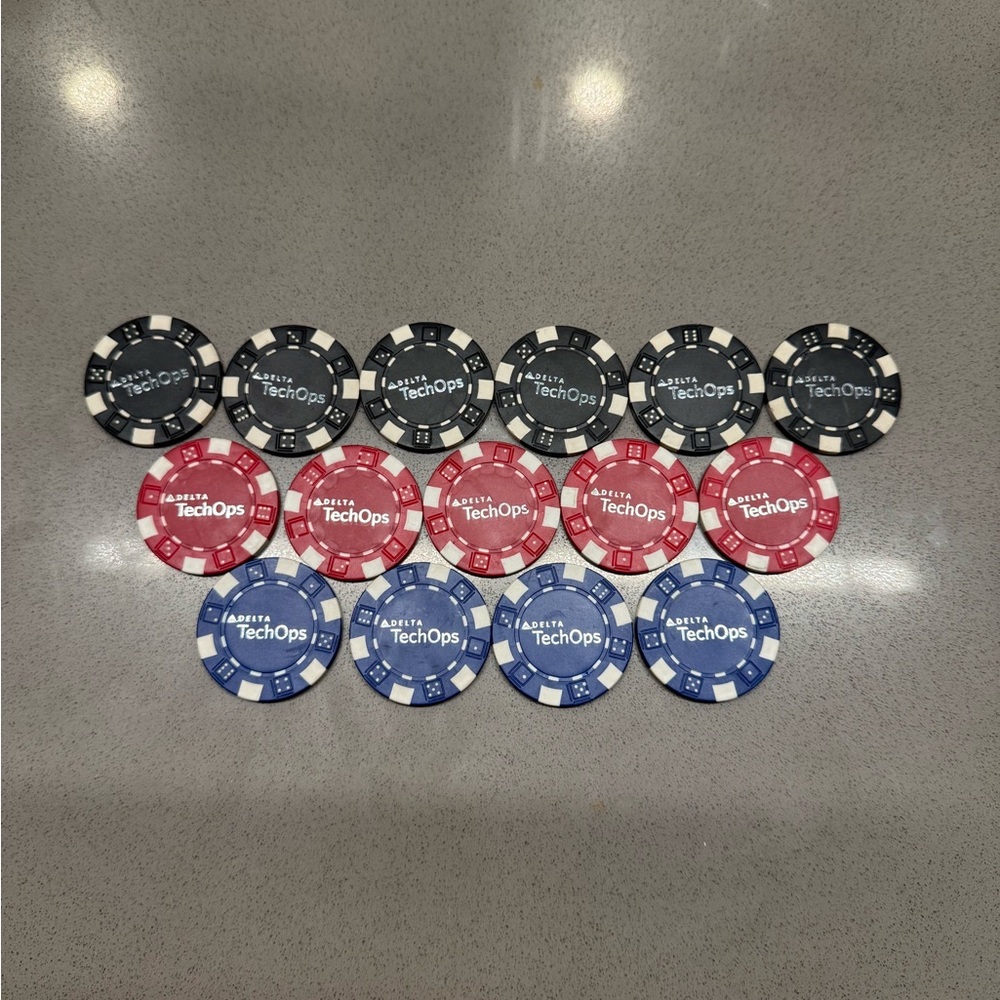 Delta Air Lines TechOps Poker Chip Set - Black, Red, Blue